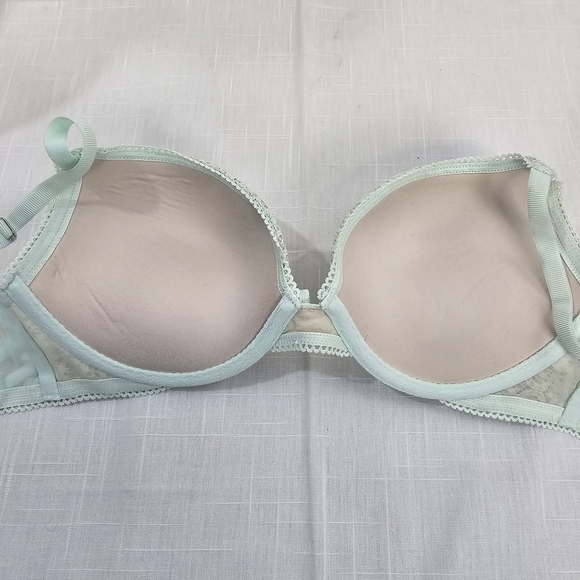 Victoria's Secret Dream Angels Green Lace Push-Up Bra 34C Rhinestone Demi UW - Picture 10 of 13